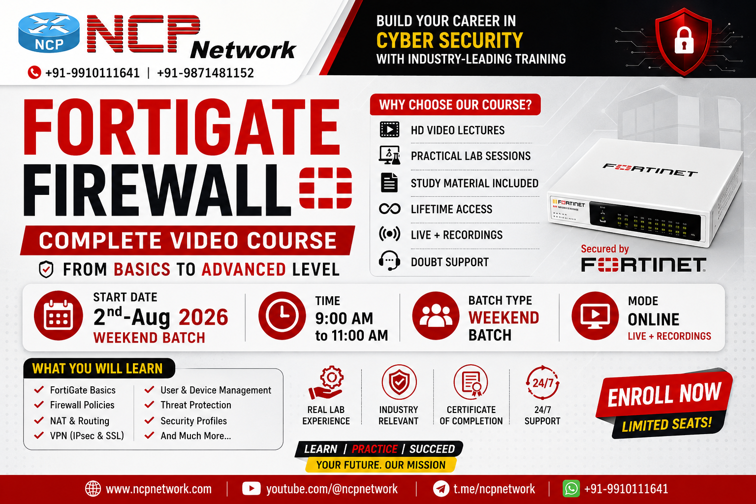 Fortigate Firewall 9am to 11am 2nd Aug 2026 Weekend